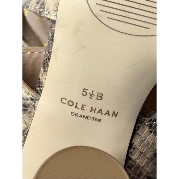 Cole Haan Sandals Womens Size 5.5B Leather Snakeskin Print Ankle Strap Heels - Picture 12 of 13